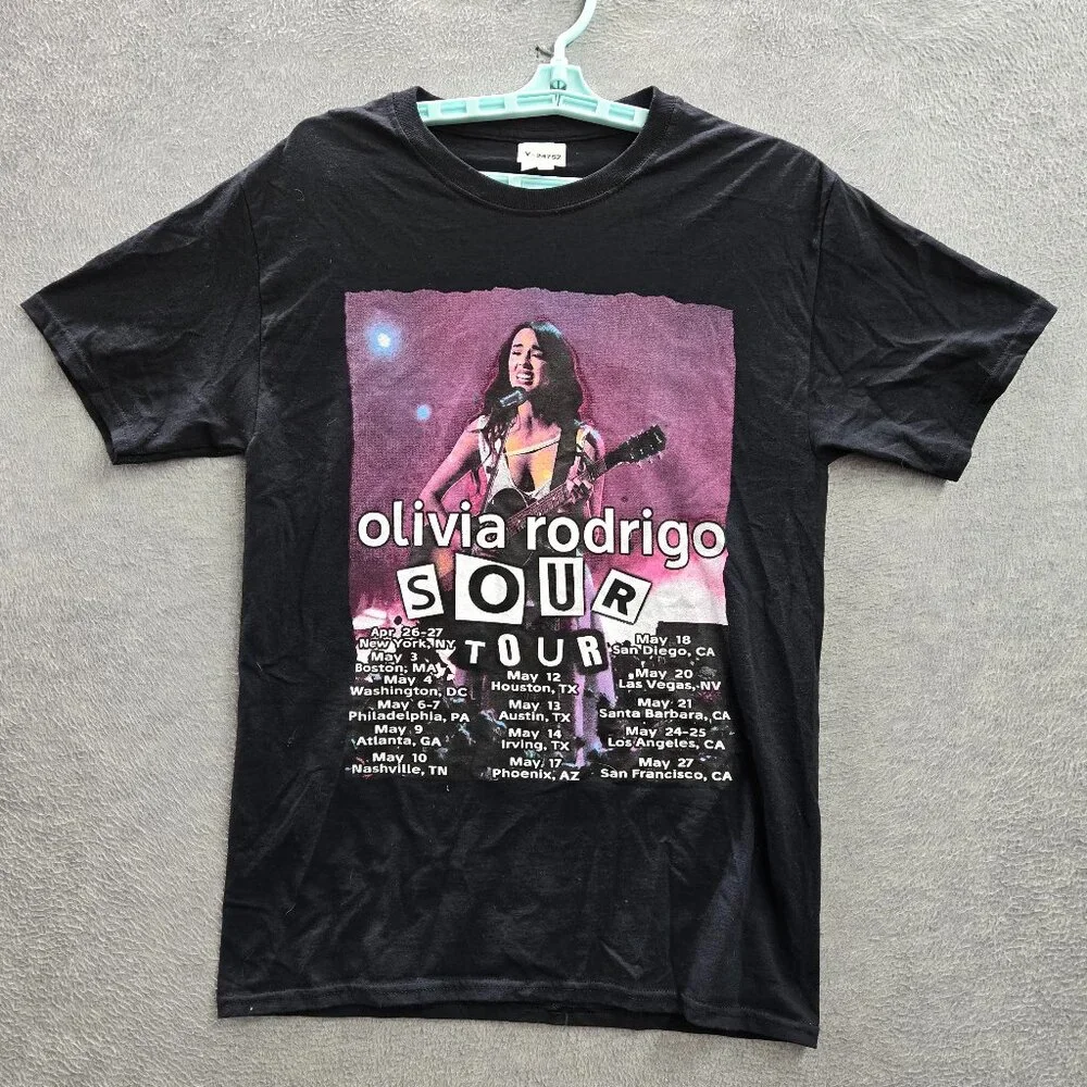 Olivia‎ Rodrigo Women Shirt S Black Sour Concert Tour Band Tee